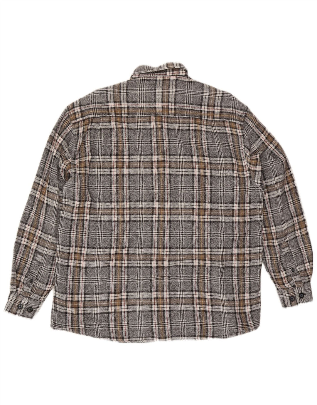 Vintage flannelskjorte til mænd størrelse 41/42 Stor grå ternet bomuld