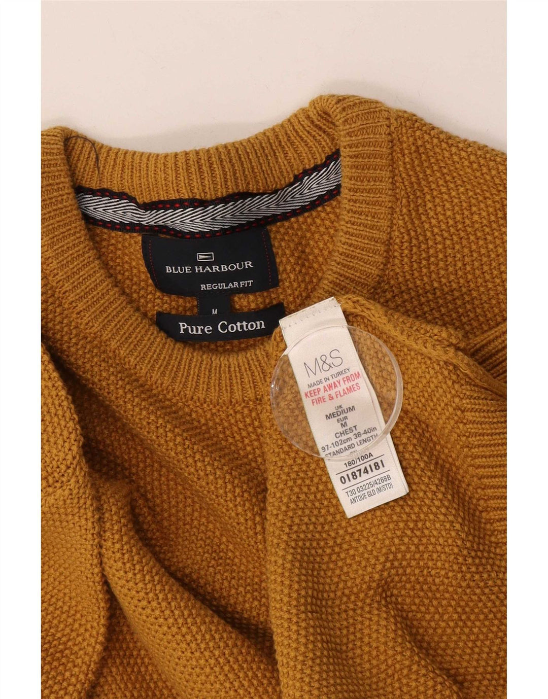 Marks & Spencer Herre Blue Harbor Crew Neck sweater Medium Gul