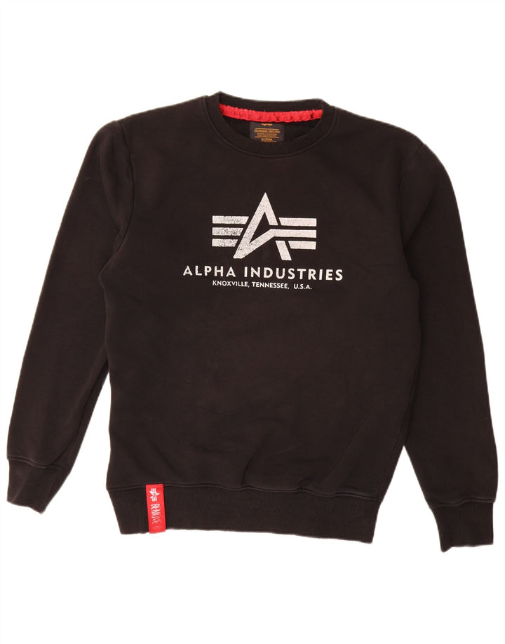 Alpha Industries Grafisk sweatshirt til mænd, lille sort