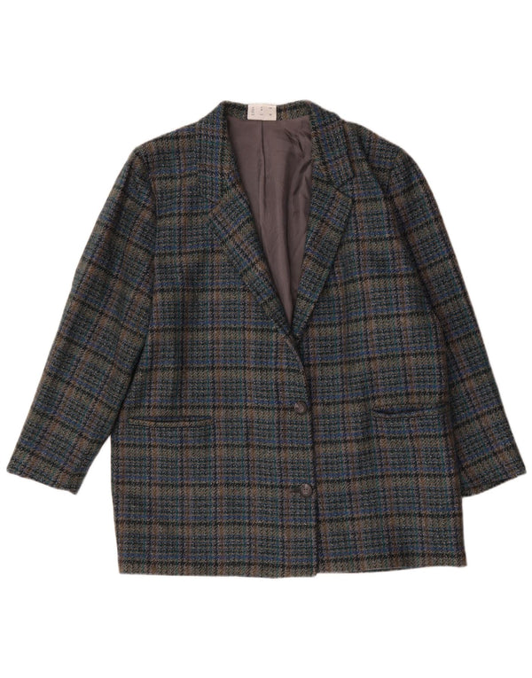 Prisma Womens Relaxed Fit Overfrakke IT 46 Large Blue Check Wool