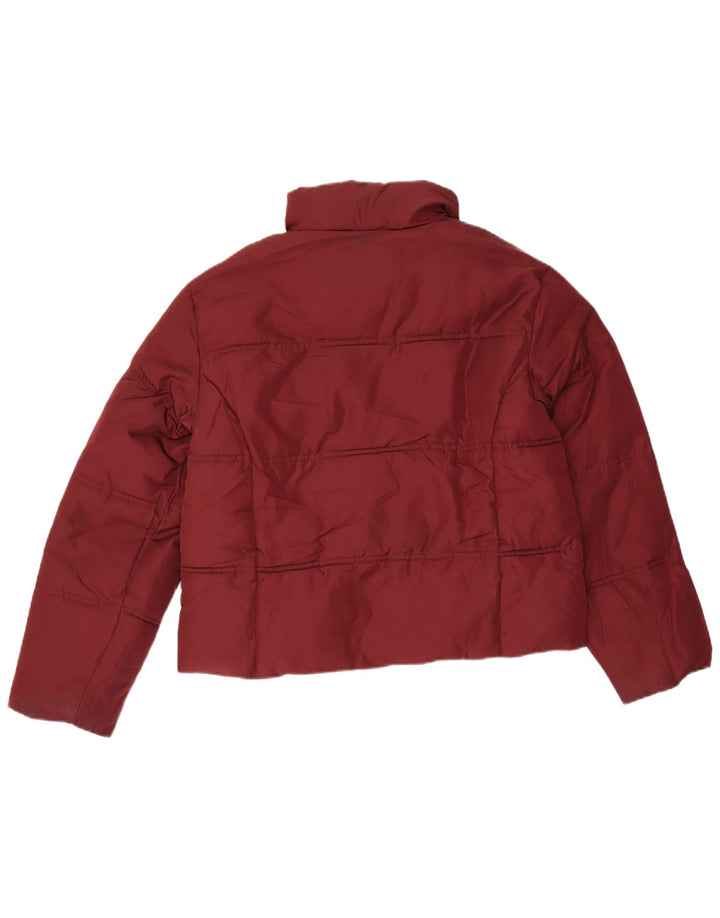 Topshop Womens Crop Oversized polstret jakke UK 6 XS Burgundy Polyester