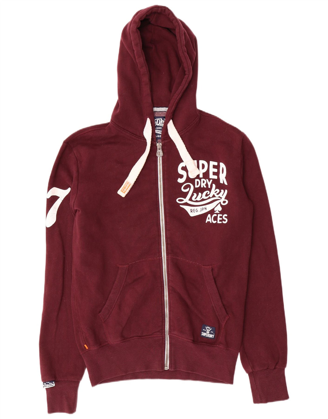 Superdry Herre grafisk hættetrøje med lynlås, lille rødbrun bomuld