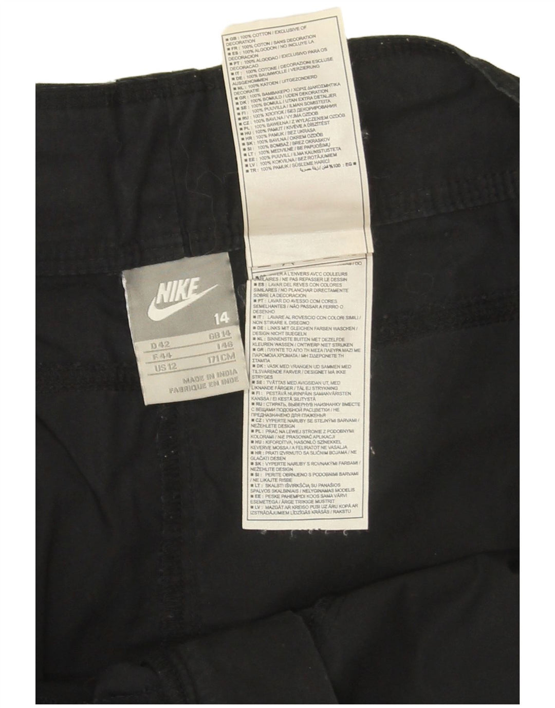 Nike Dame Mini Cargo Skirt UK 14 Large W34 Black Bomuld