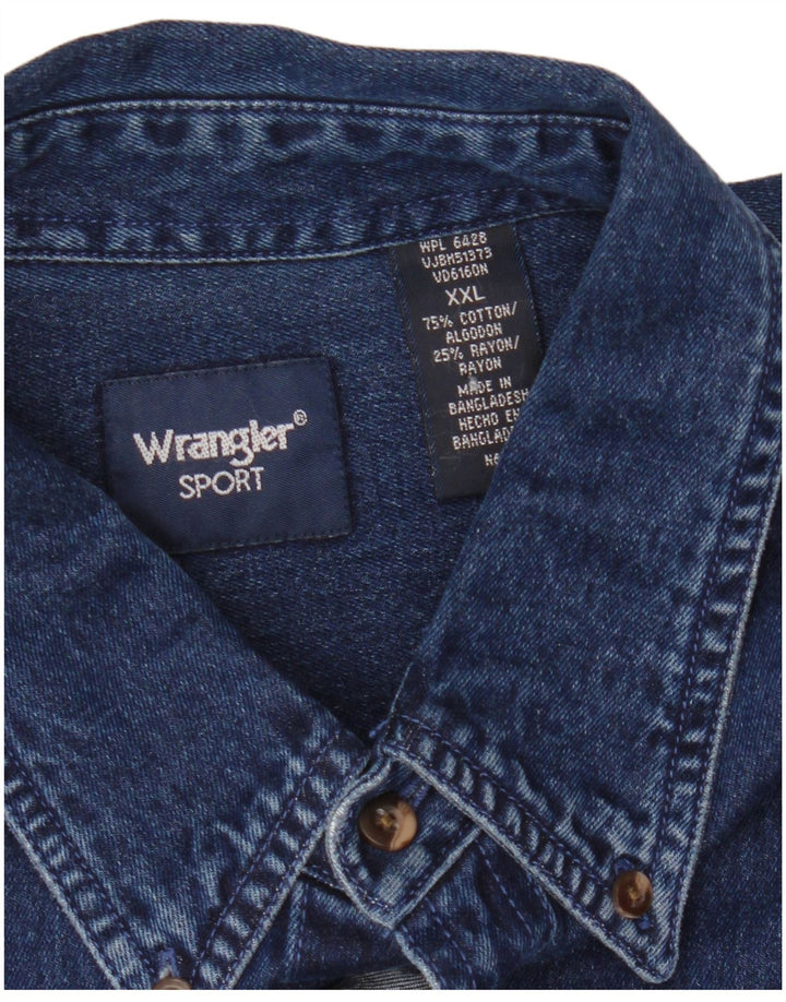 Wrangler denimskjorte til mænd 2XL marineblå bomuld