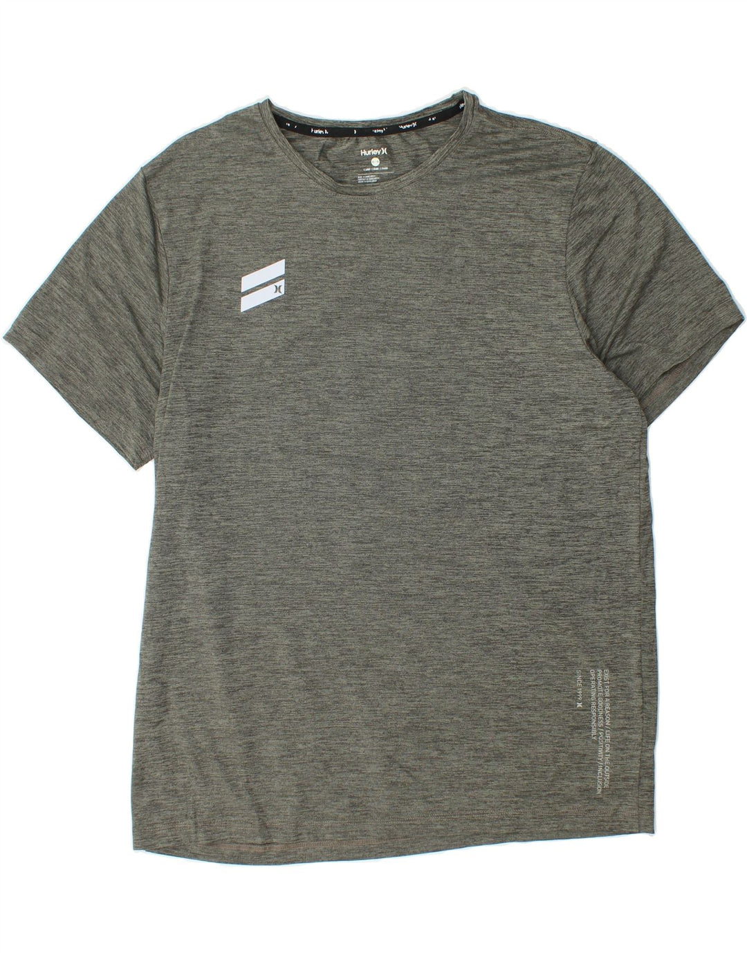 HURLEY Mens T-Shirt Top XL Grey Flecked Polyester Vintage Hurley and Second-Hand Hurley from Messina Hembry 