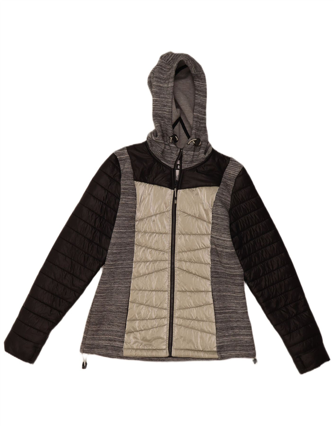 Superdry Polstret hættejakke til kvinder UK 12 Medium Grey Colourblock Nylon