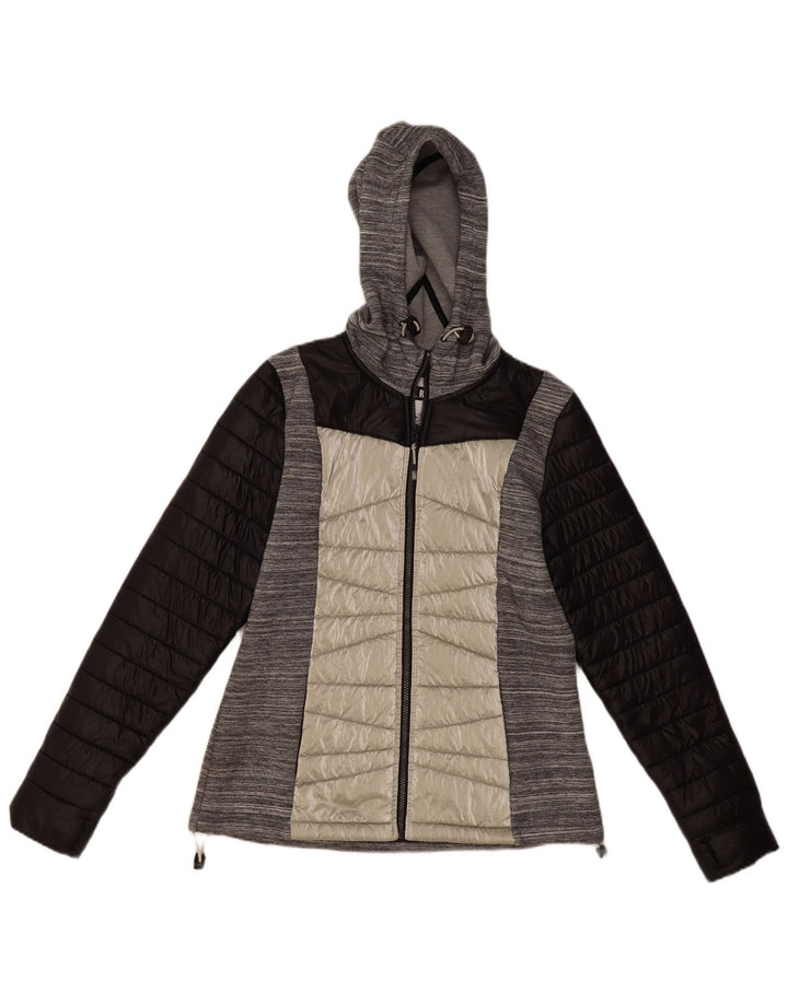 Superdry Polstret hættejakke til kvinder UK 12 Medium Grey Colourblock Nylon