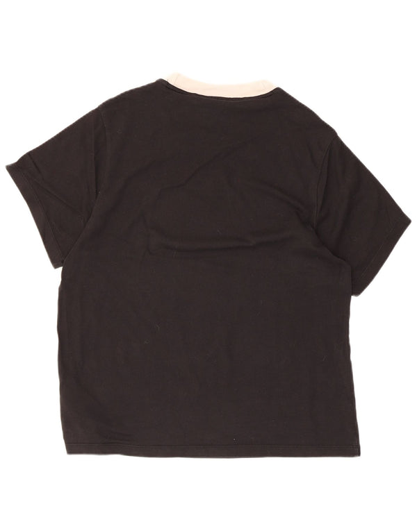 Adidas Dame T-Shirt Top UK 10 Lille Sort Bomuld