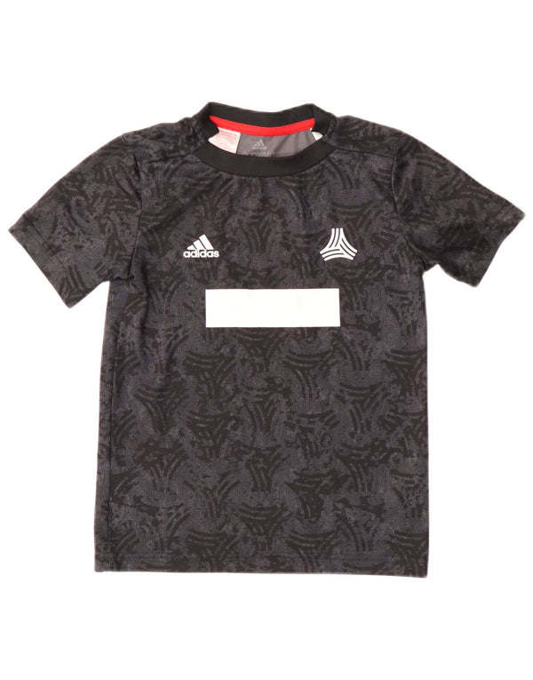 Adidas drenge grafisk t-shirt top 9-10 år sort geometrisk polyester