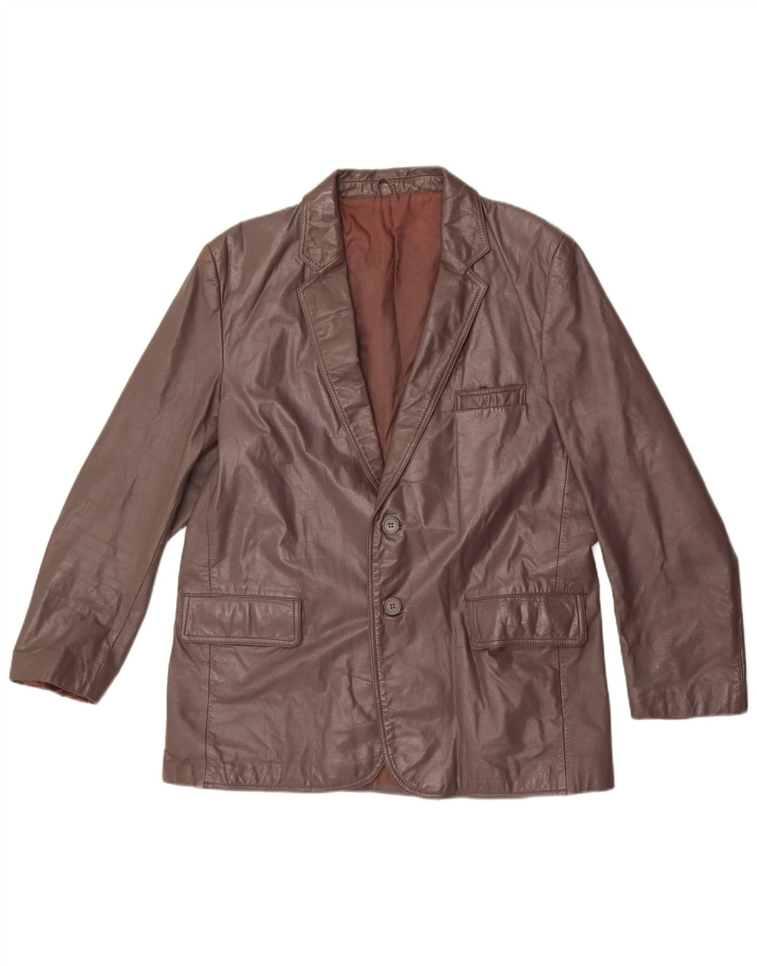Vintage herre 2-knaps læder blazerjakke UK 44 2XL brunt læder