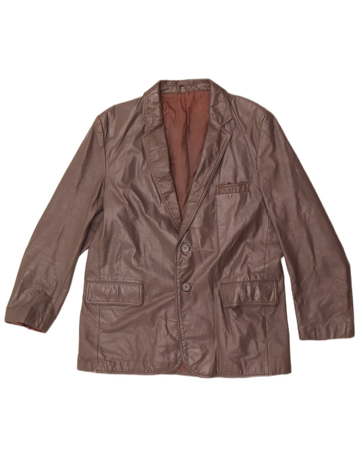 Vintage herre 2-knaps læder blazerjakke UK 44 2XL brunt læder