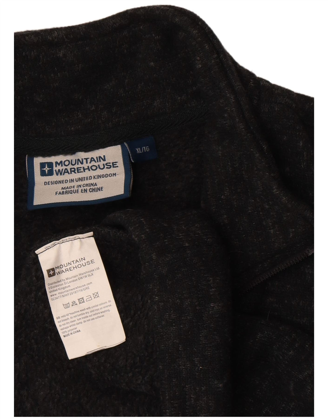 Mountain Warehouse Herre Zip Neck Sweatshirt Jumper XL Sort Flecked