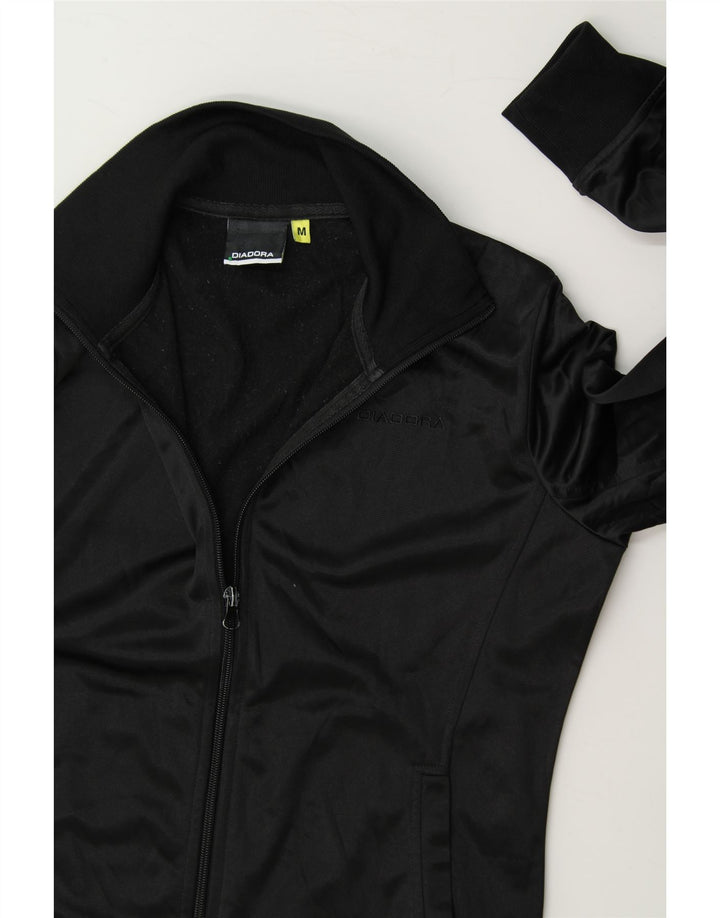 DIADORA Womens Tracksuit Top Jacket UK 14 Medium Black Polyester Vintage Diadora and Second-Hand Diadora from Messina Hembry 