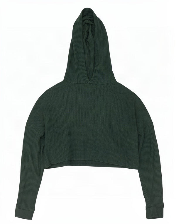 Topshop Dame Oversized Hooded Crop Top UK 16 Large Green Viscose