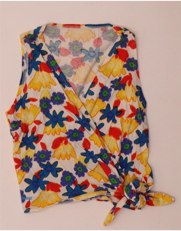 Colmar Womens Wrap Crop Top UK 14 Stor flerfarvet blomsterbomuld