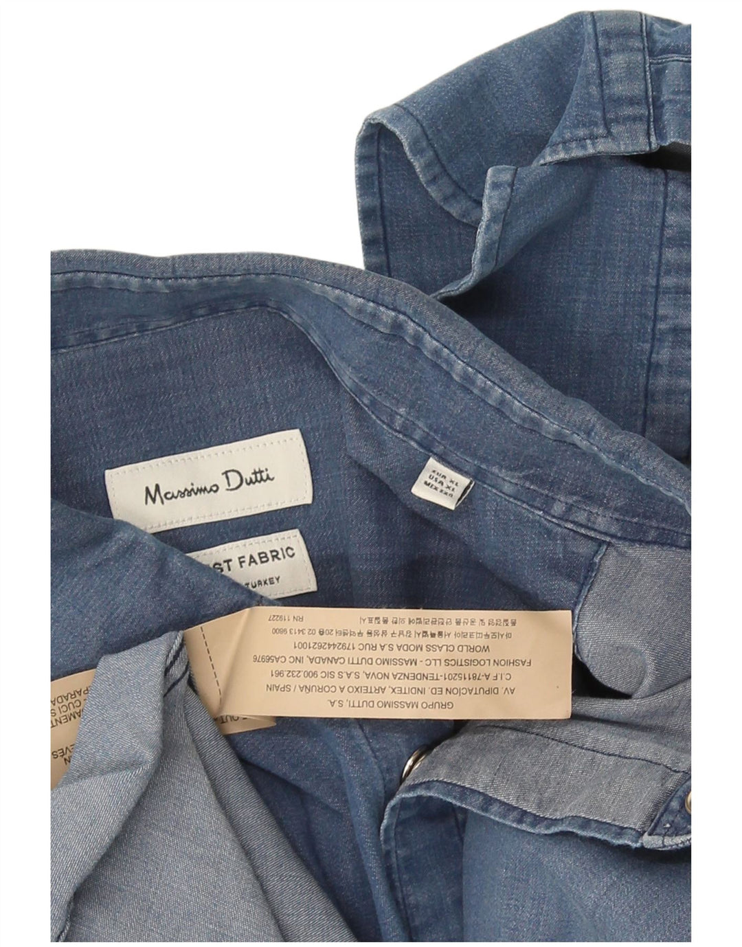 Massimo Dutti Herre Regular Fit Denim Shirt XL Blå Bomuld