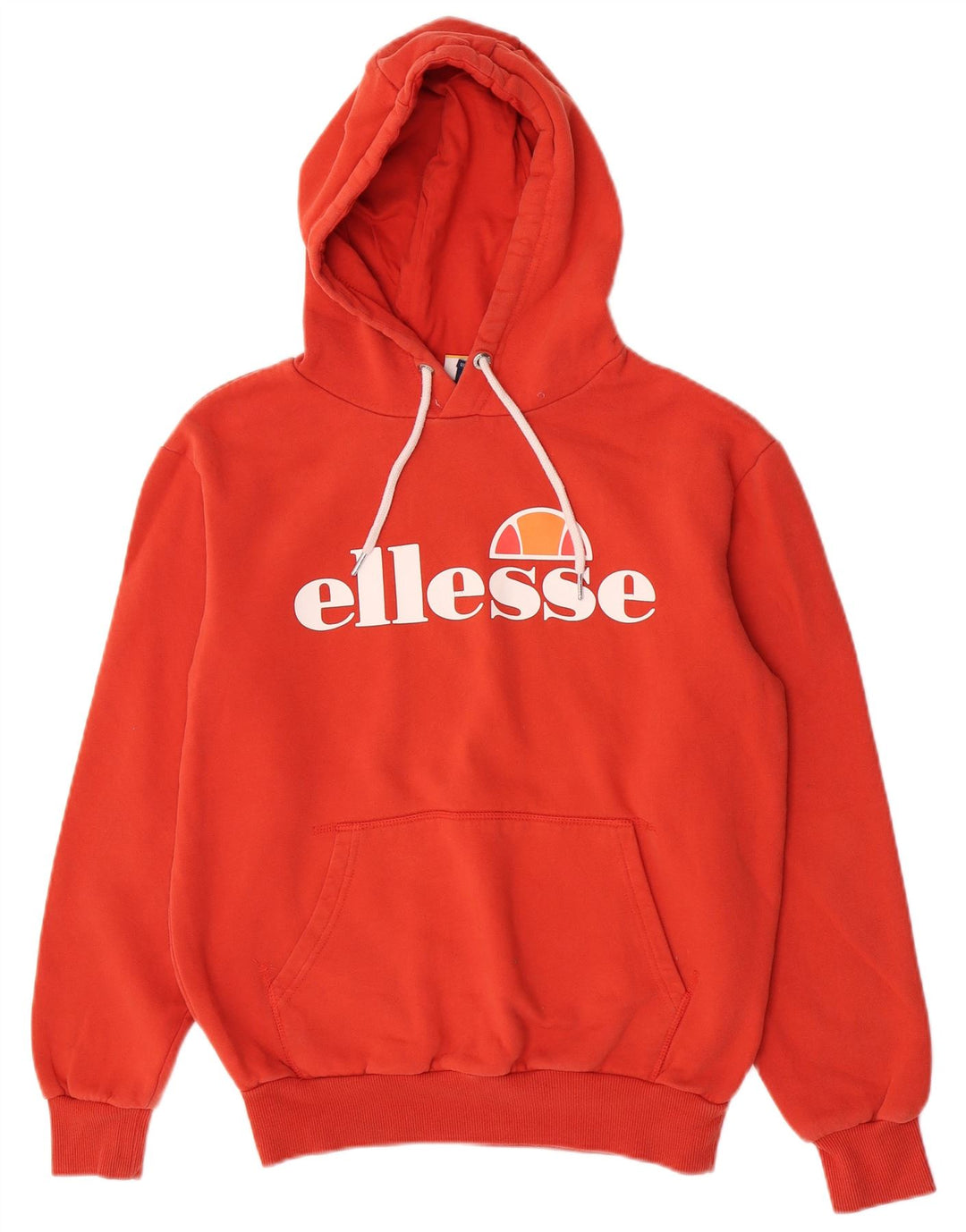Ellesse Womens Graphic Hoodie Jumper UK 12 Medium Red Cotton