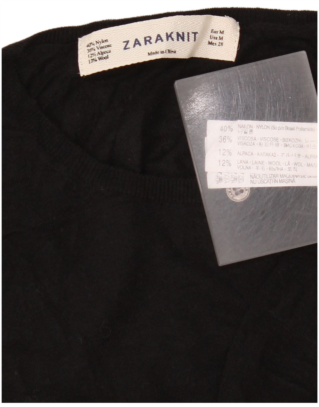 Zara Dame Cardigan Sweater UK 14 Medium Sort Nylon