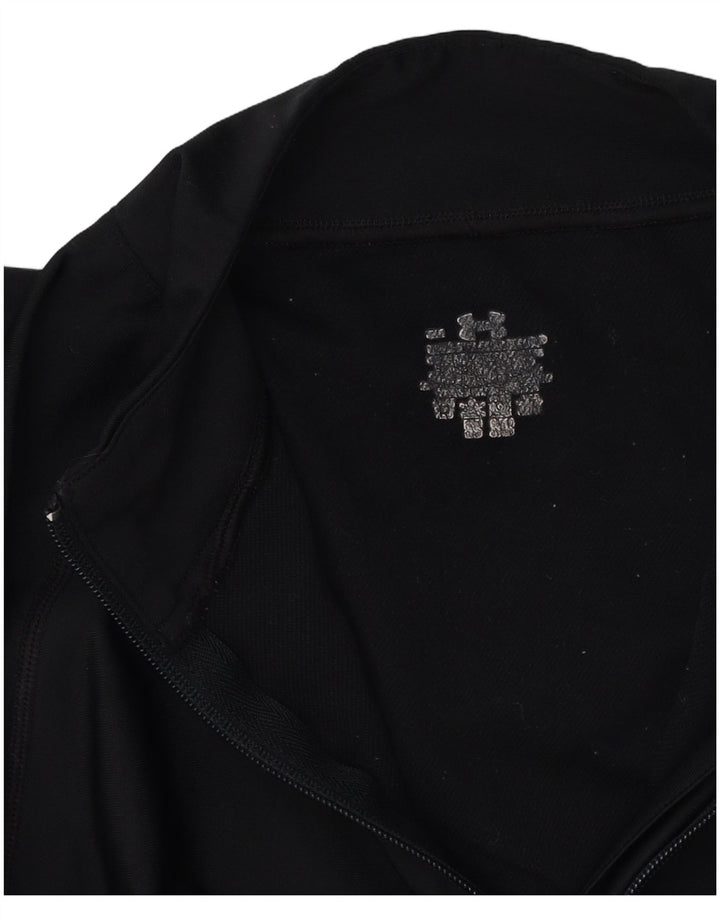 UNDER ARMOR Womens Zip Neck Pullover Træningsdragt Top UK 10 Small Black