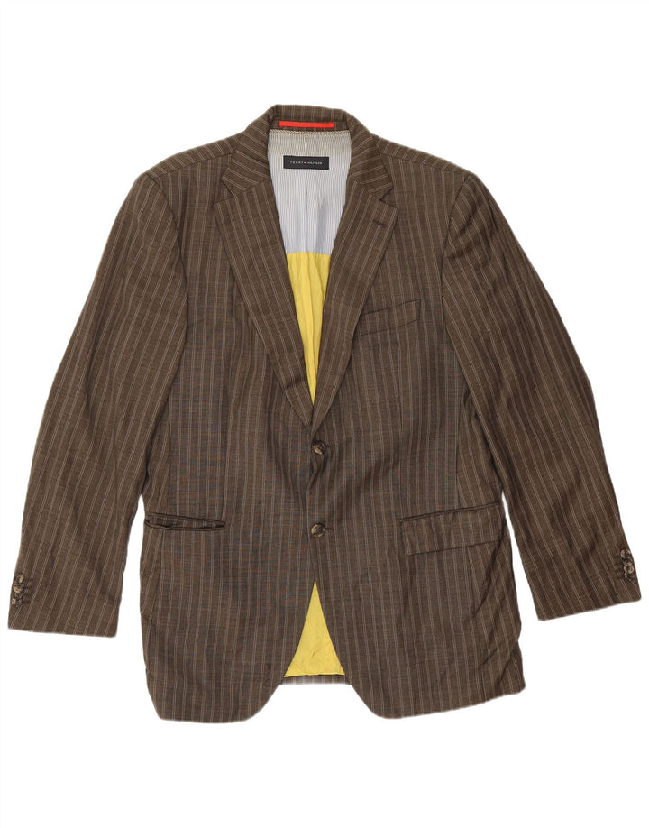 Tommy Hilfiger Herre 2-knaps blazerjakke IT 52 XL Brun stribet viskose