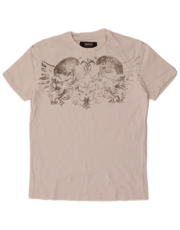 Replay Herre Grafisk T-Shirt Top Lille Hvid