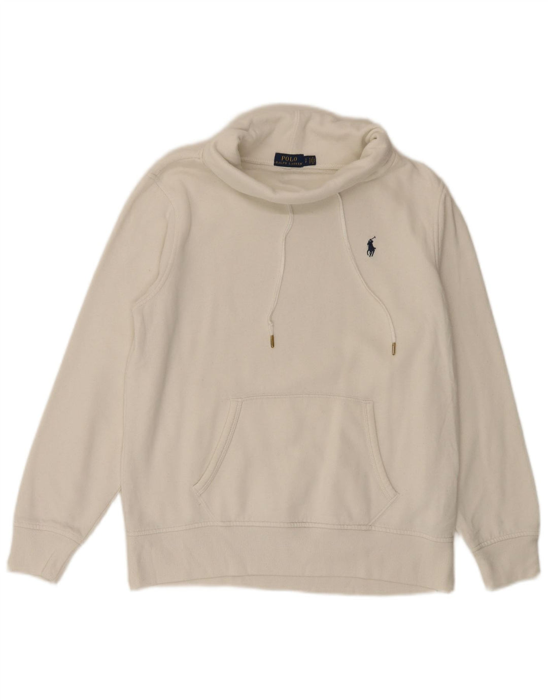 POLO RALPH LAUREN Dame Oversized Sweatshirt Jumper UK 10 Small White