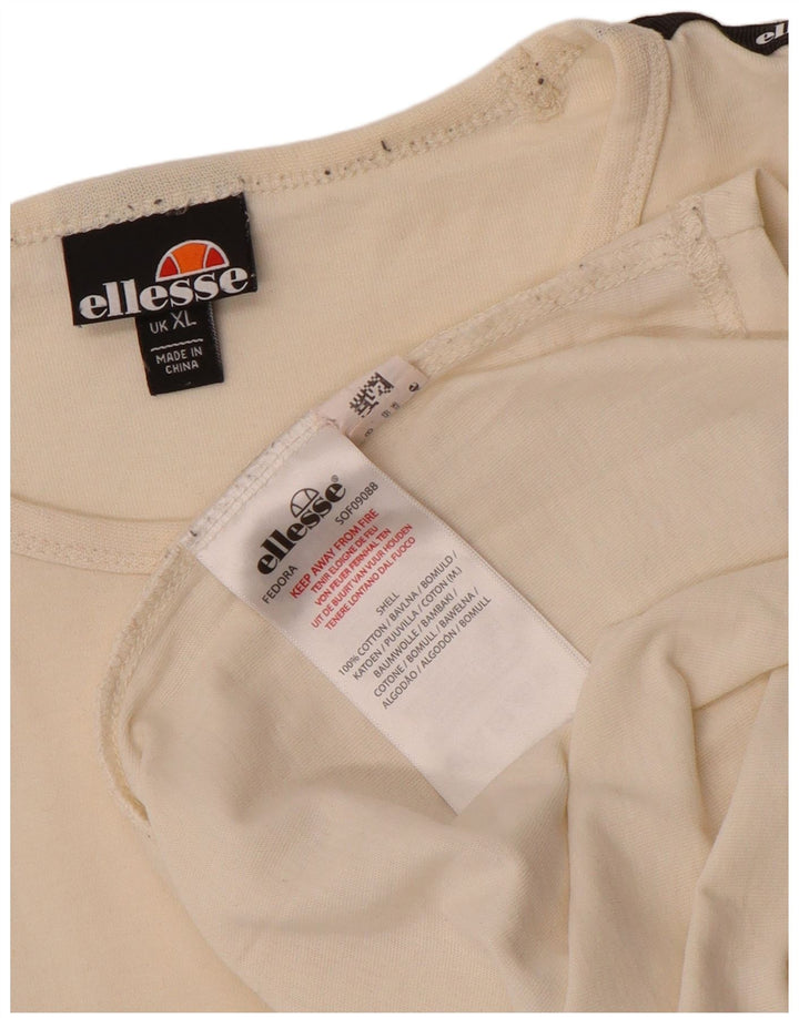 Ellesse Herre Grafisk T-Shirt Top XL Off White Bomuld