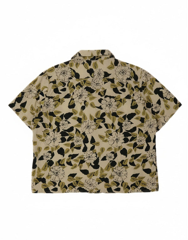EASTEX kortærmet skjorte til kvinder UK 16 Large Green Floral Polyester