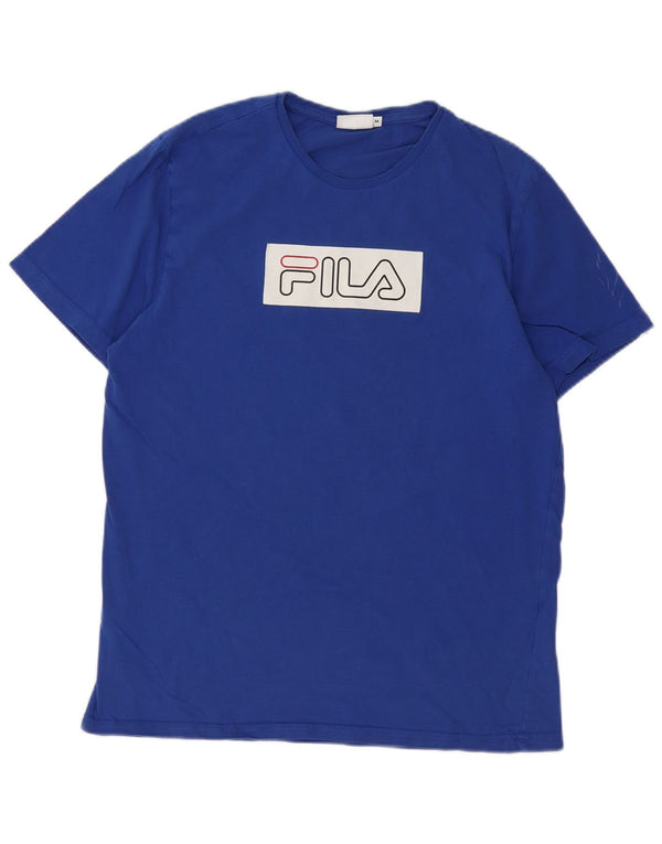 Fila Herre Grafisk T-Shirt Top Medium Blå Bomuld