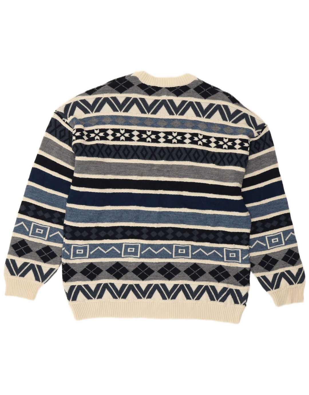 Il Granchio Herre Crew Neck Jumper Sweater Stor Blå Geometrisk