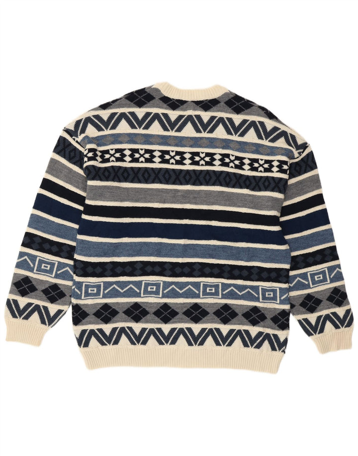 Il Granchio Herre Crew Neck Jumper Sweater Stor Blå Geometrisk