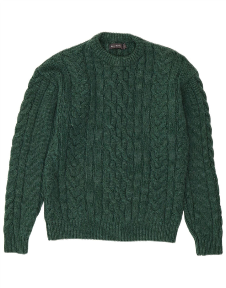 SAMUEL WINDSOR Herre Crew Neck Jumper Sweater Stor Grøn Uld
