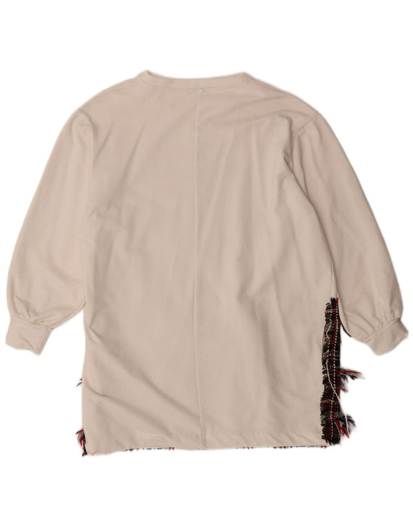 ZARA Oversized Sweatshirt Jumper UK 14 Medium White Colourblock