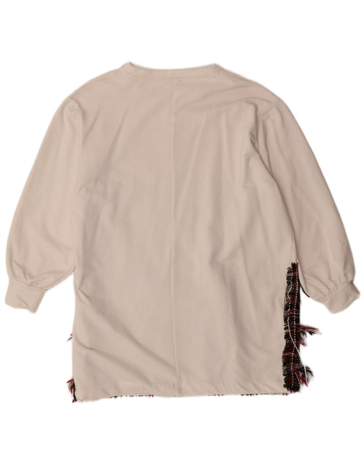 ZARA Oversized Sweatshirt Jumper UK 14 Medium White Colourblock