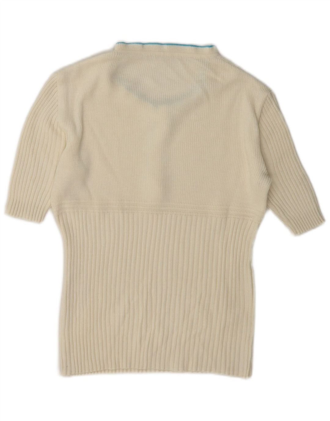 Vintage kvinders flæse skildpaddehals sweater UK 12 Medium White