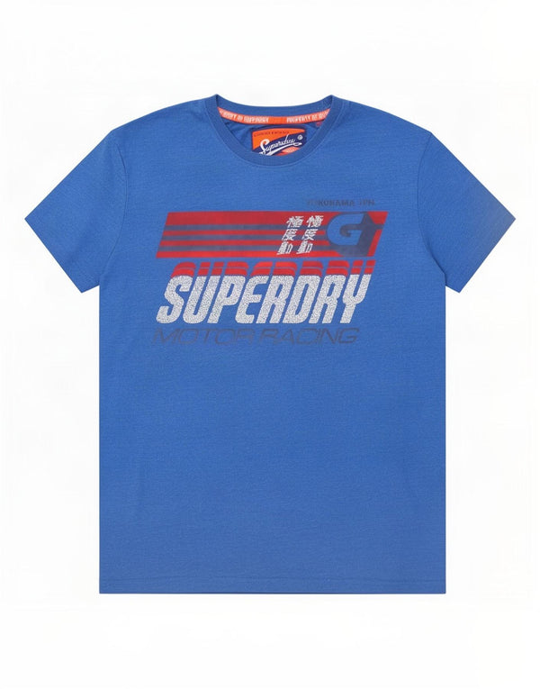 Superdry Herre grafisk T-shirt Top XL Blå Bomuld