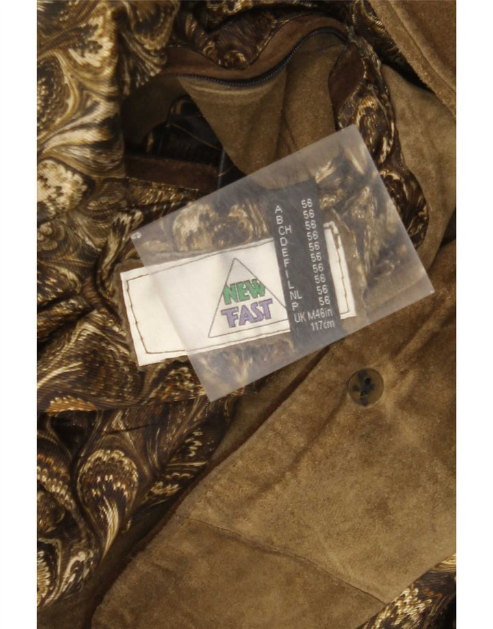 Ny Hurtig Herre 2 Button Blazer Jacket UK 46 3XL Khaki Floral Polyester