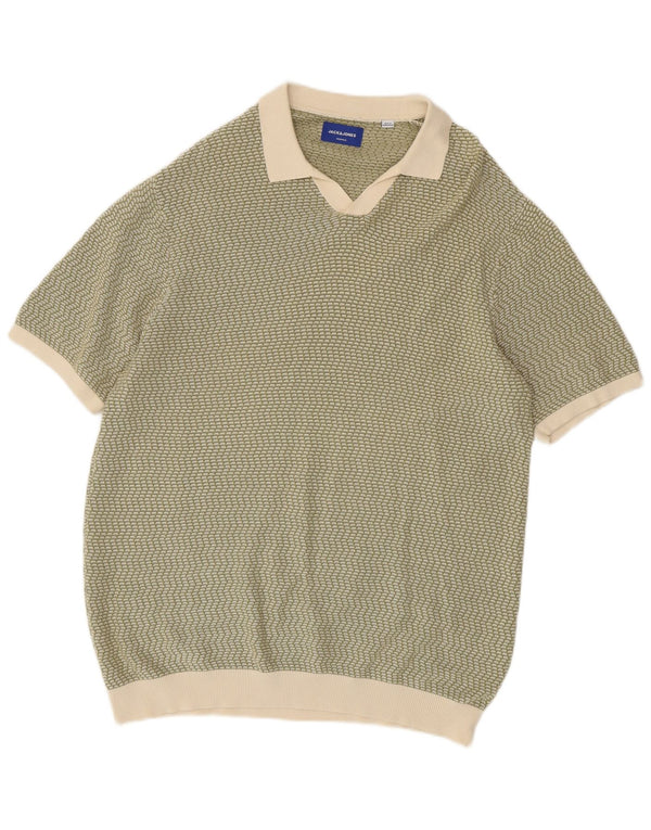 Jack & Jones Herre Polo Neck Jumper Sweater Stor Grøn Geometrisk