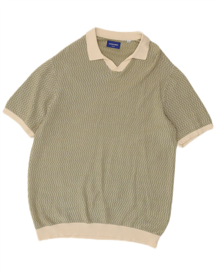 Jack & Jones Herre Polo Neck Jumper Sweater Stor Grøn Geometrisk