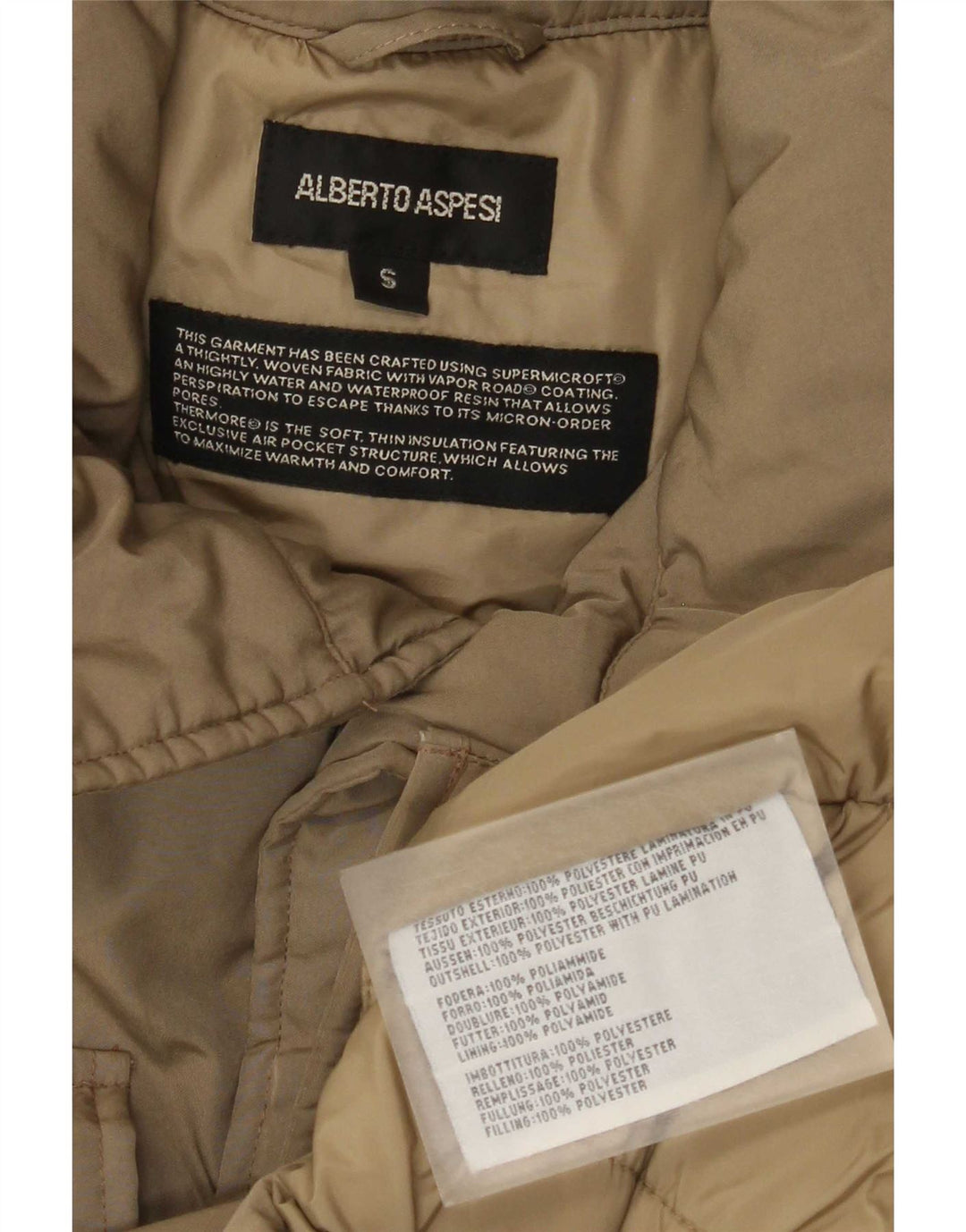 Alberto Aspesi Herre Military Polstret Jakke UK 36 Small Brown Polyester