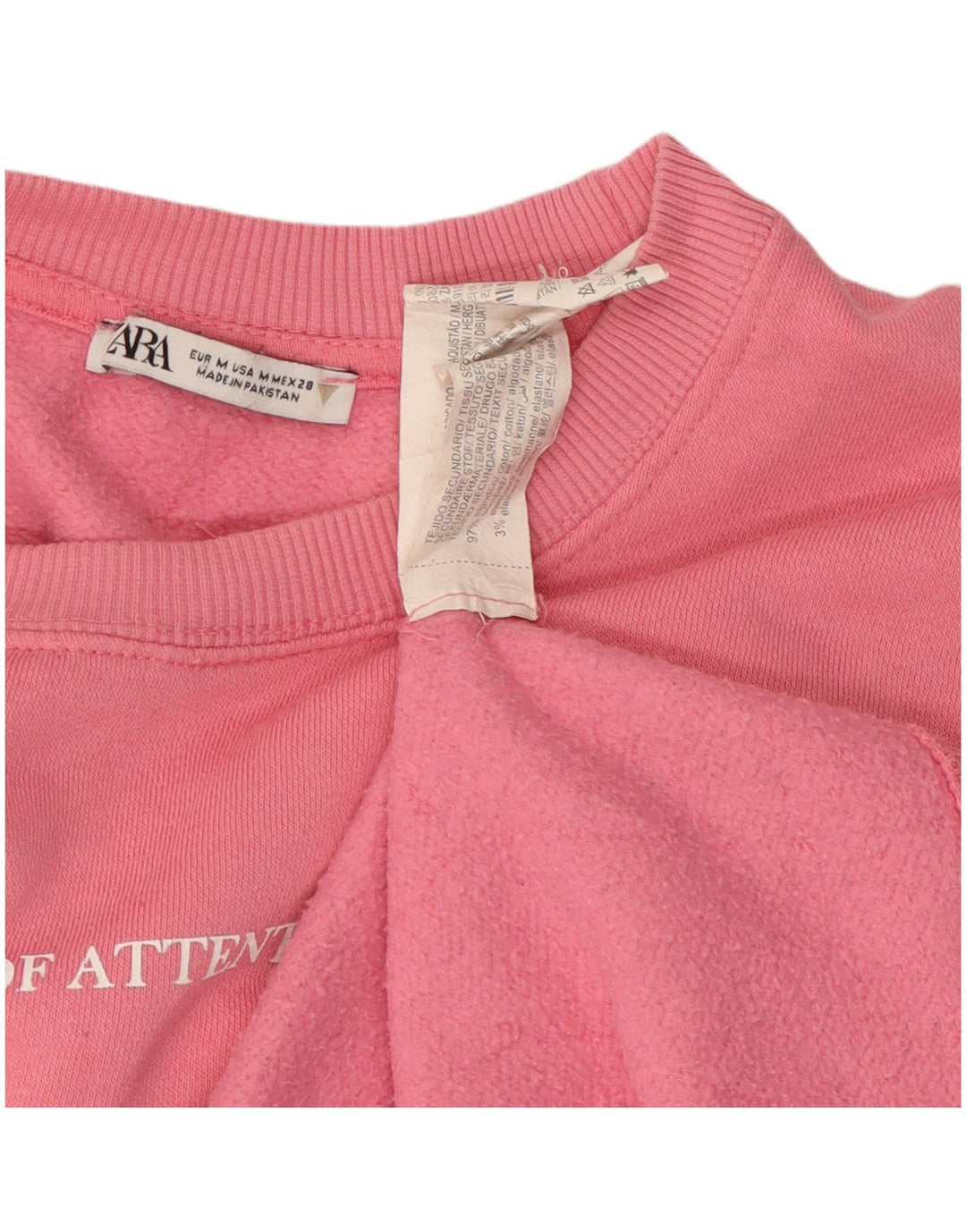 ZARA Graphic Sweatshirt Jumper UK 14 Medium Pink Bomuld