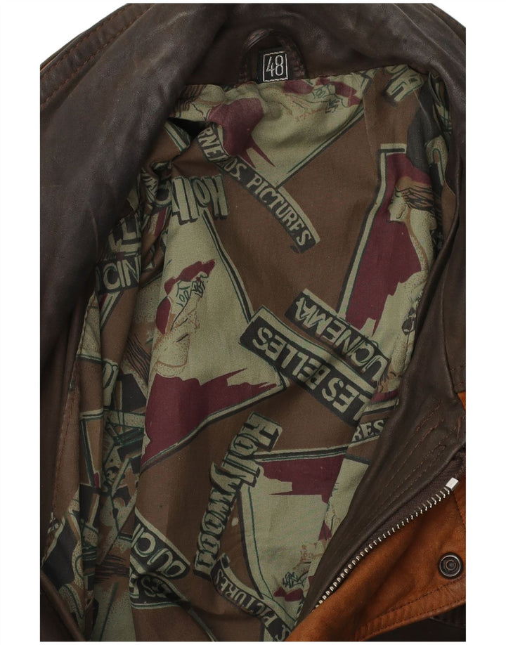 VINTAGE Herre læderjakke IT 48 Medium Brun