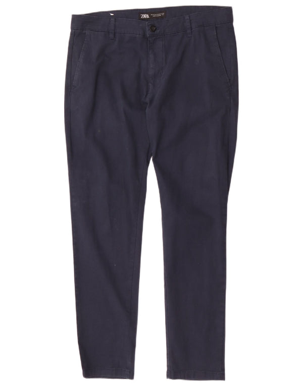 Zara Herre Slim Chino Bukser EU 44 Large W34 L31 Marineblå Bomuld