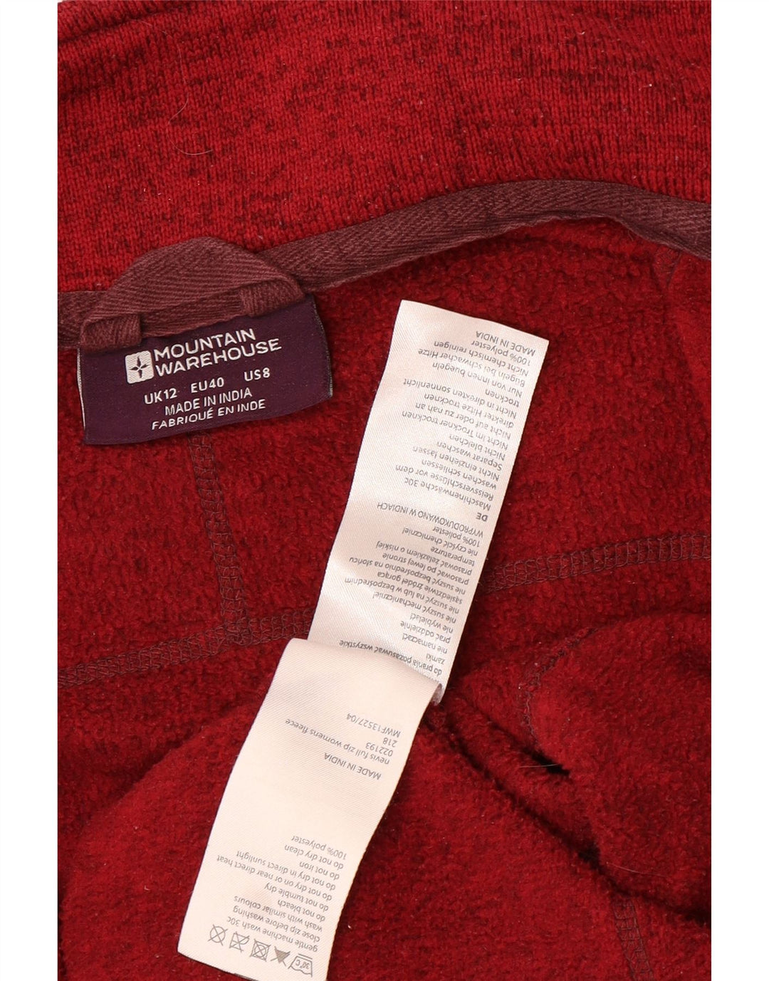 Mountain Warehouse Dame træningsdragt Topjakke UK 12 Medium Rød Polyester