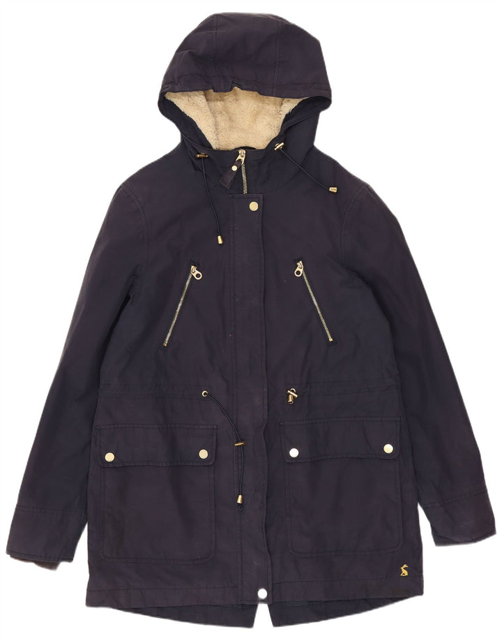 Joules Dame Hætte Oversized Regnjakke UK 8 Small Navy Blue Bomuld