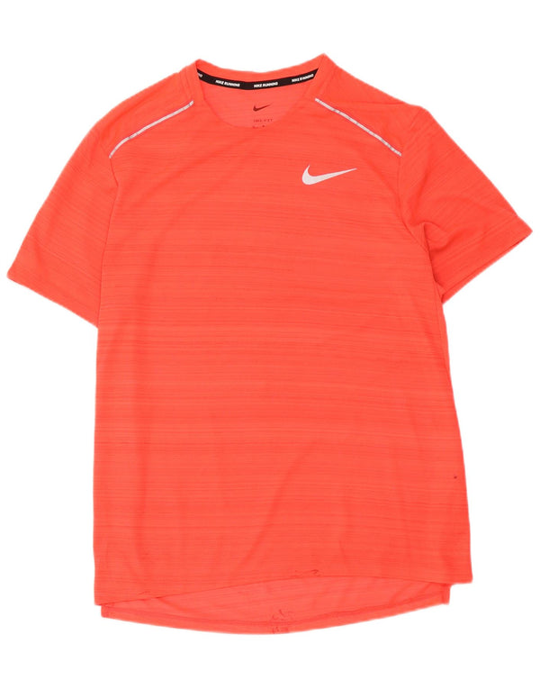 Nike herre Dri Fit T-shirt top mellem rød stribet polyester