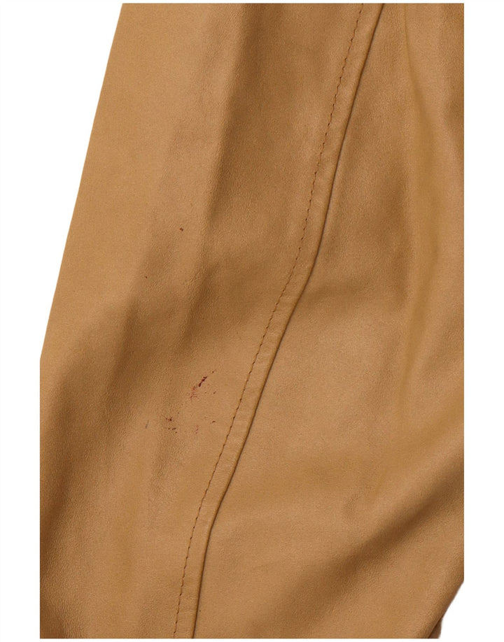 VINTAGE Dame Læderjakke UK 18 XL Beige Læder