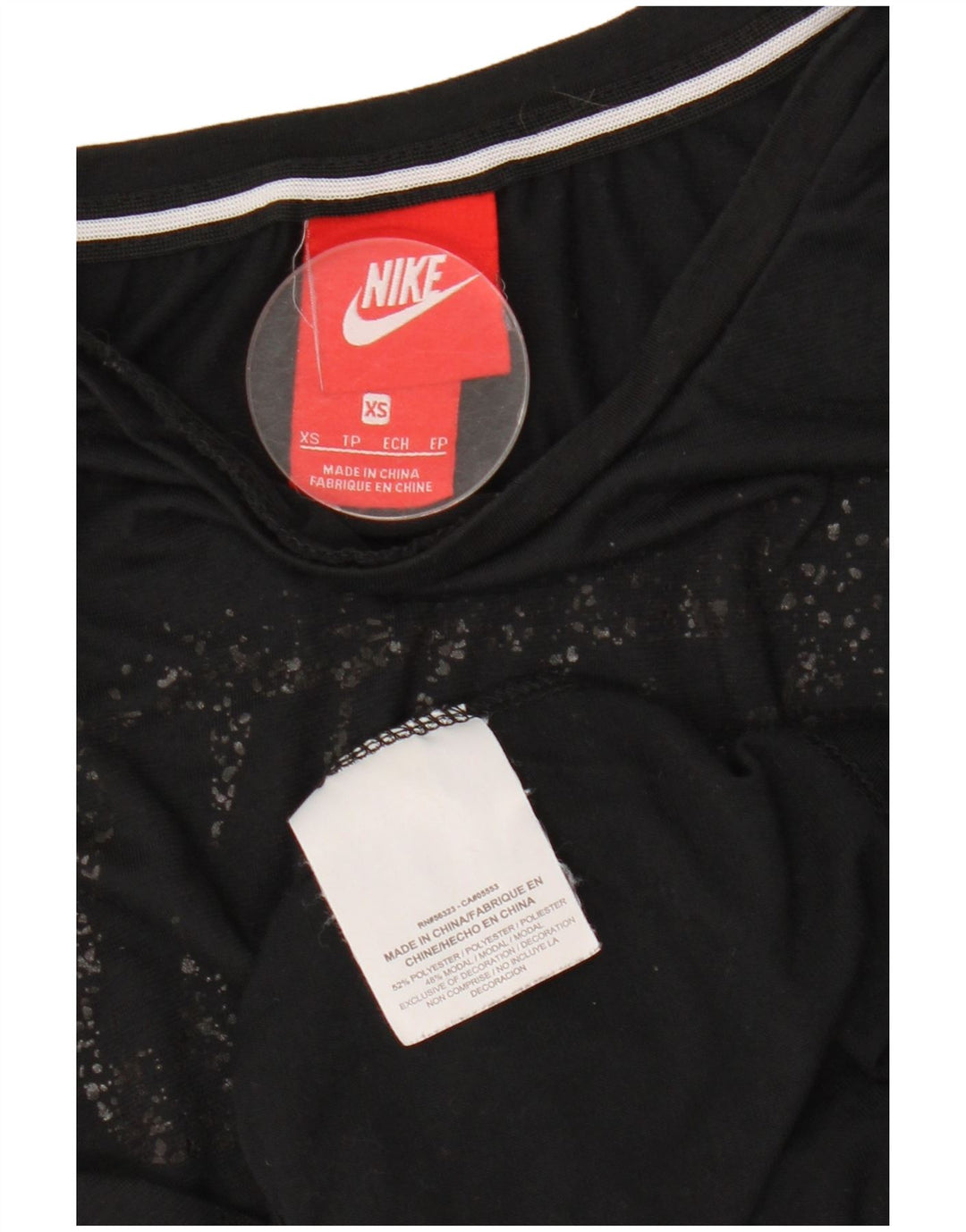 NIKE Grafisk T-Shirt Top UK 6 XS Sort Polyester