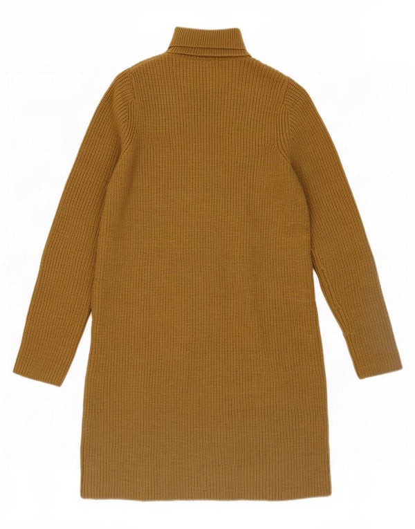 Zara Dame Langærmet Jumper Kjole UK 6 XS Khaki Acryl