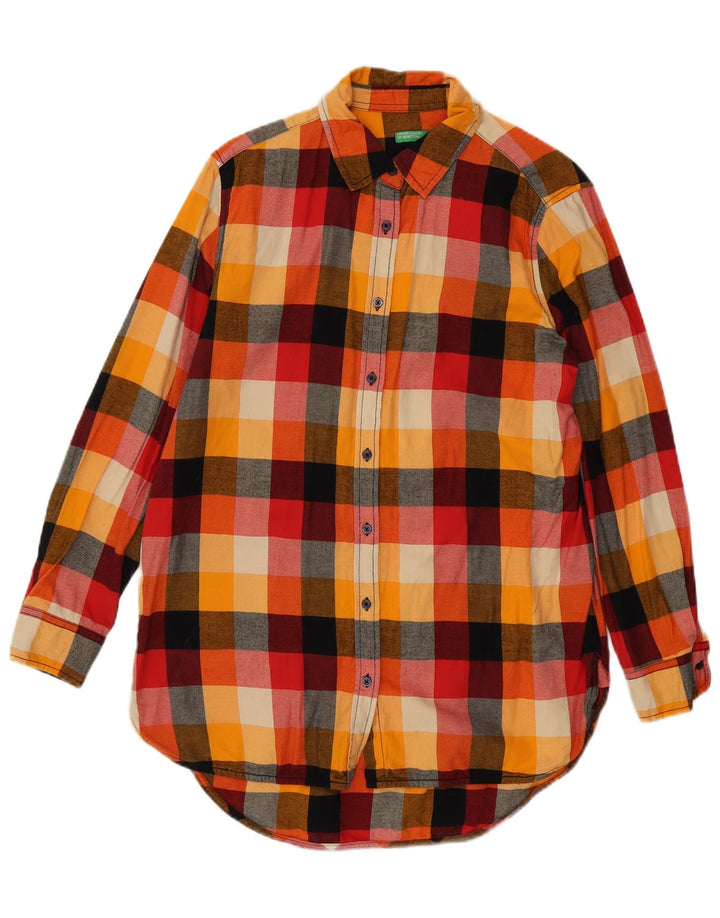 Benetton Womens Oversized skjortekjole UK 6 XS Flerfarvet ternet bomuld